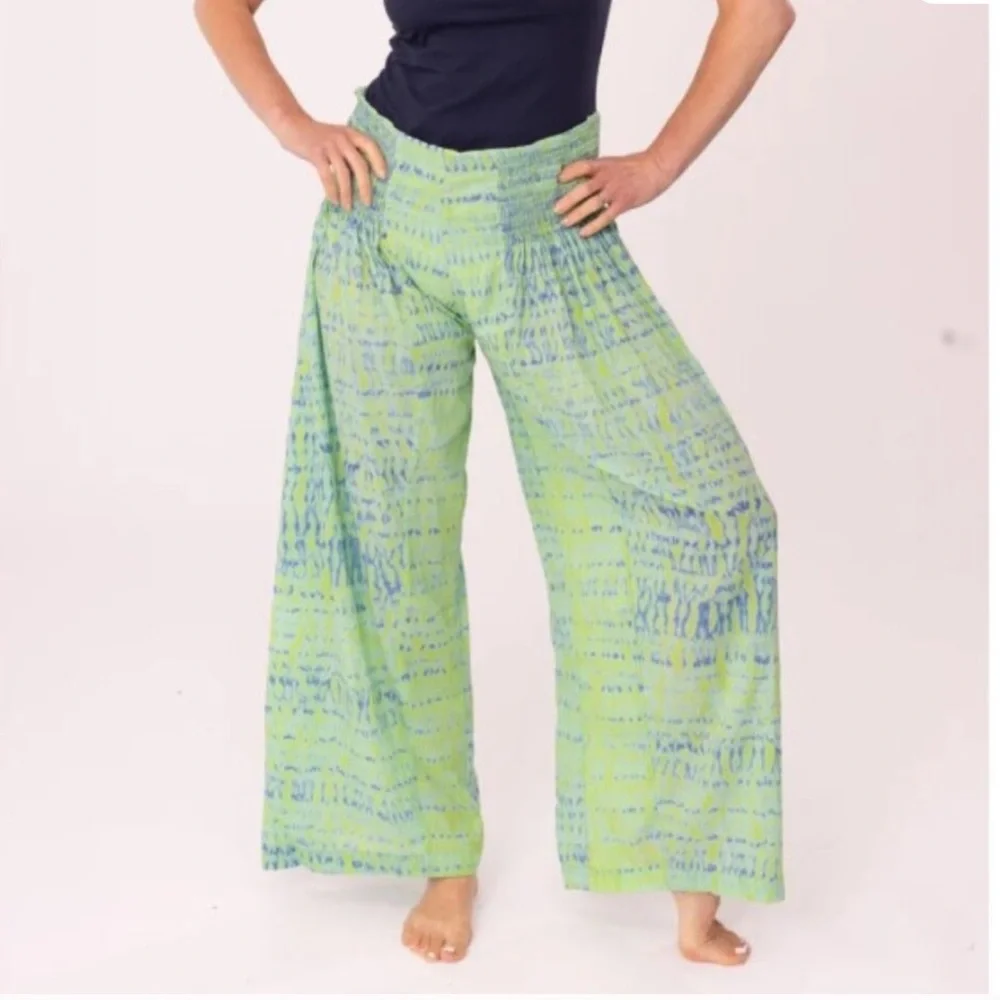 Nila Rubia Kajol Pants cropped wide leg smocked pants artsy flowy pant size M